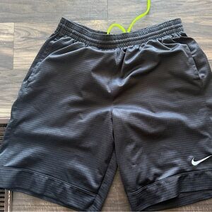 Nike Men's Black Athletic Shorts with White Swoosh lg